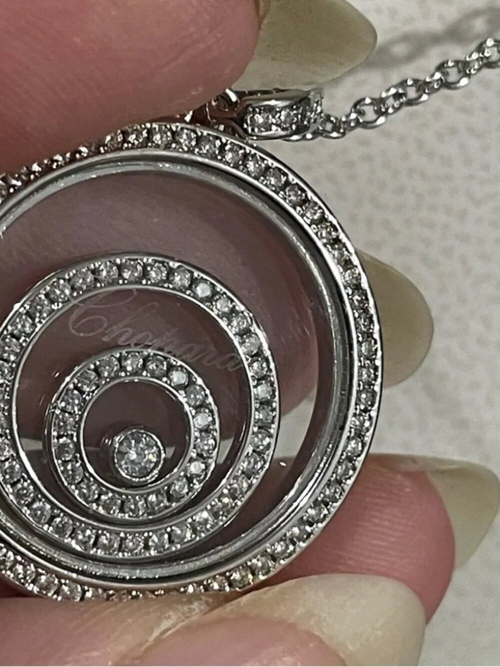Chopard 18k White Gold Diamond Spiral Pendant Necklace - Picture 4 of 4